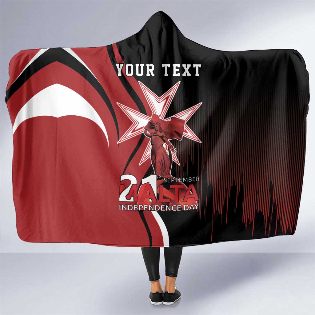 Personalized Malta Independence Day Hooded Blanket Maltese Cross With Independence Monument