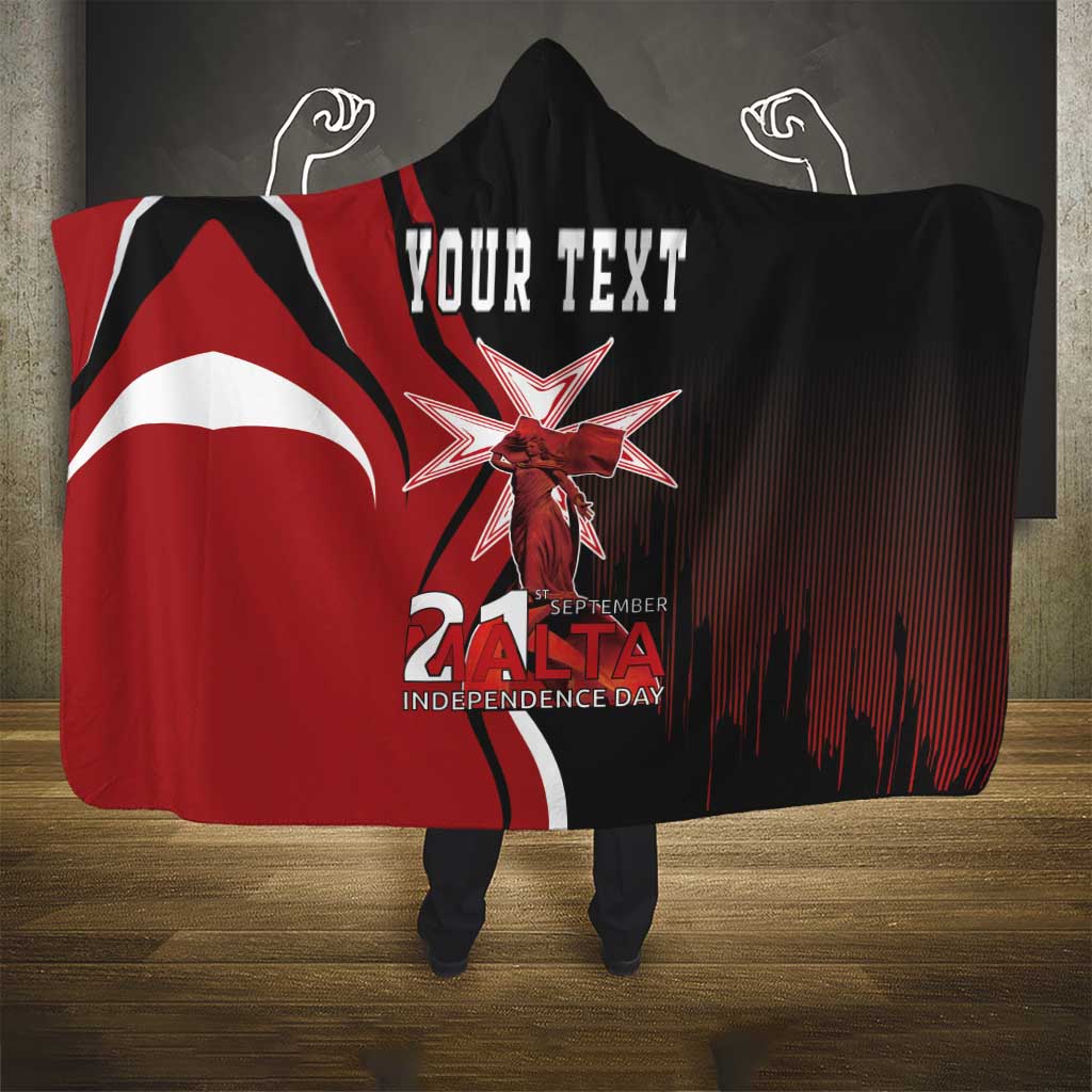 Personalized Malta Independence Day Hooded Blanket Maltese Cross With Independence Monument