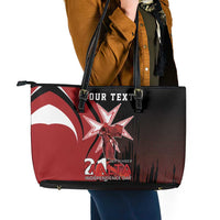Personalized Malta Independence Day Leather Tote Bag Maltese Cross With Independence Monument