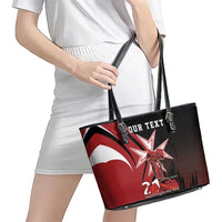 Personalized Malta Independence Day Leather Tote Bag Maltese Cross With Independence Monument