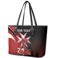 Personalized Malta Independence Day Leather Tote Bag Maltese Cross With Independence Monument