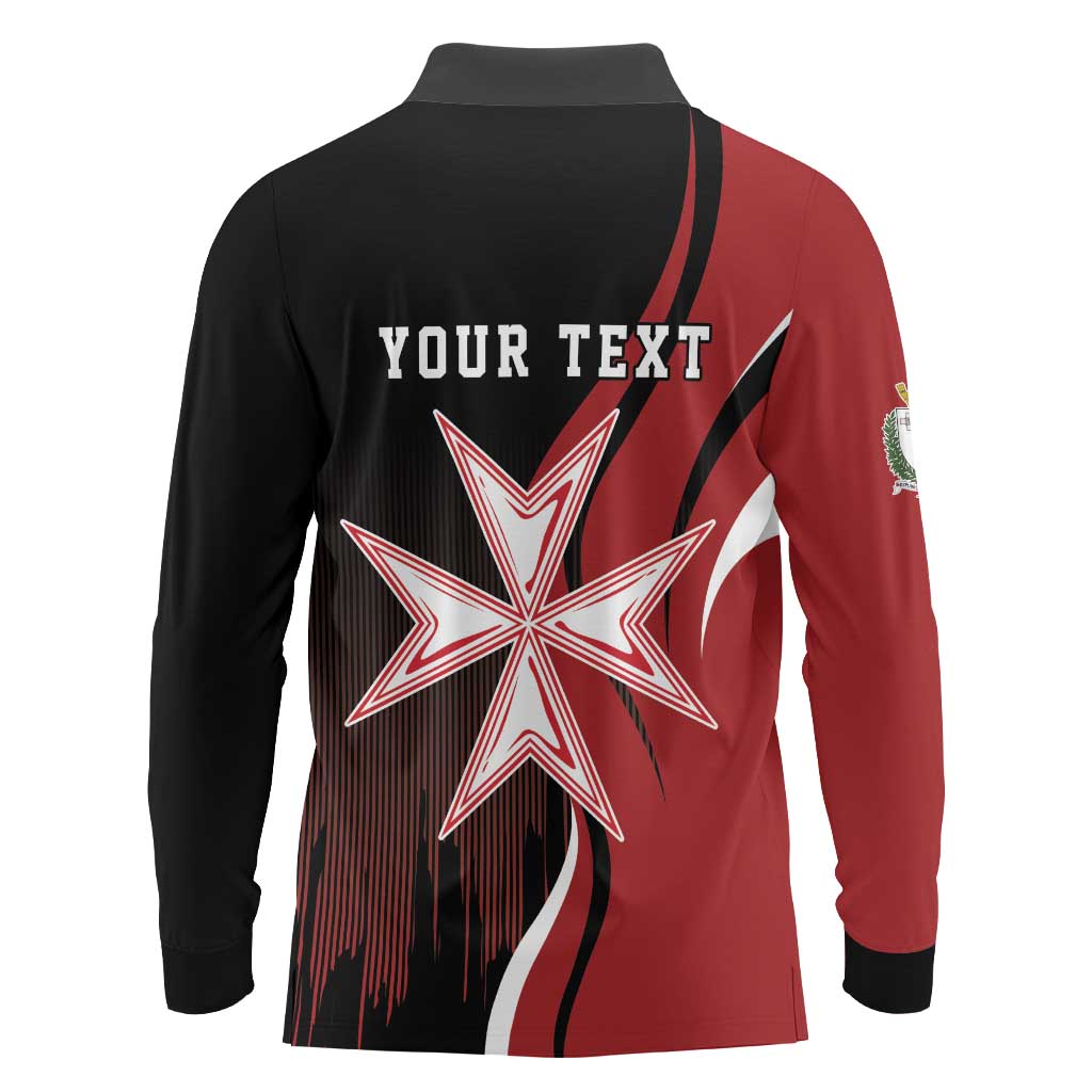 Personalized Malta Independence Day Long Sleeve Polo Shirt Maltese Cross With Independence Monument