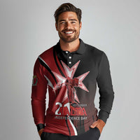 Personalized Malta Independence Day Long Sleeve Polo Shirt Maltese Cross With Independence Monument