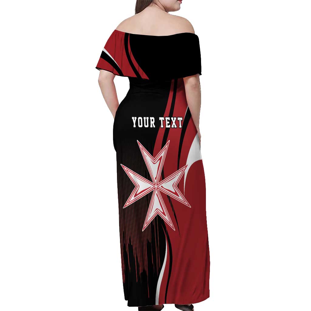 Personalized Malta Independence Day Off Shoulder Maxi Dress Maltese Cross With Independence Monument