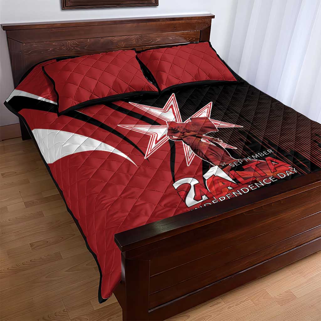 Personalized Malta Independence Day Quilt Bed Set Maltese Cross With Independence Monument