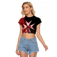 Personalized Malta Independence Day Raglan Cropped T Shirt Maltese Cross With Independence Monument