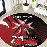 Personalized Malta Independence Day Round Carpet Maltese Cross With Independence Monument
