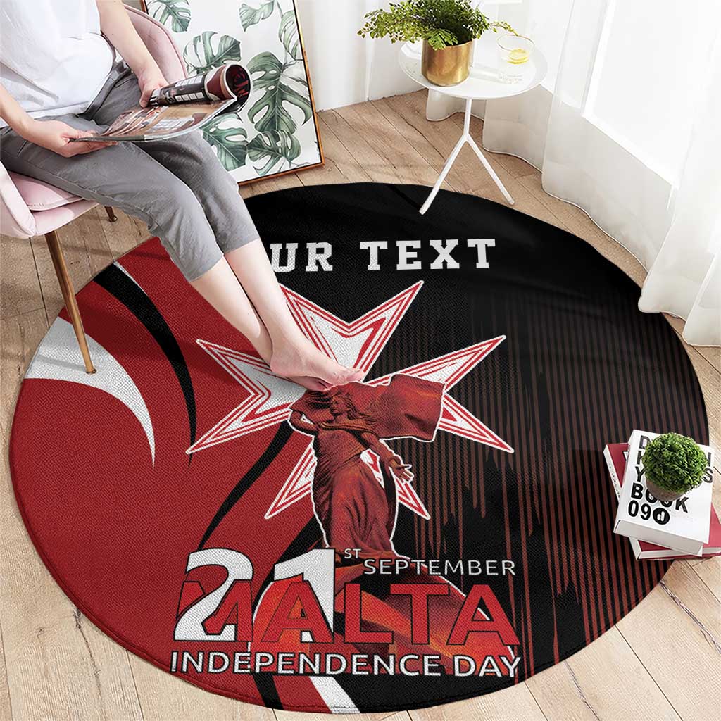Personalized Malta Independence Day Round Carpet Maltese Cross With Independence Monument
