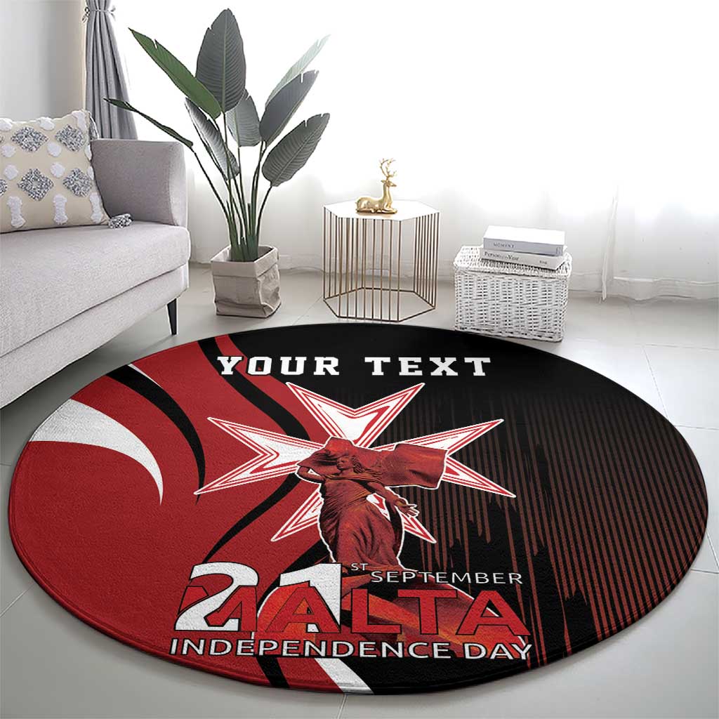 Personalized Malta Independence Day Round Carpet Maltese Cross With Independence Monument