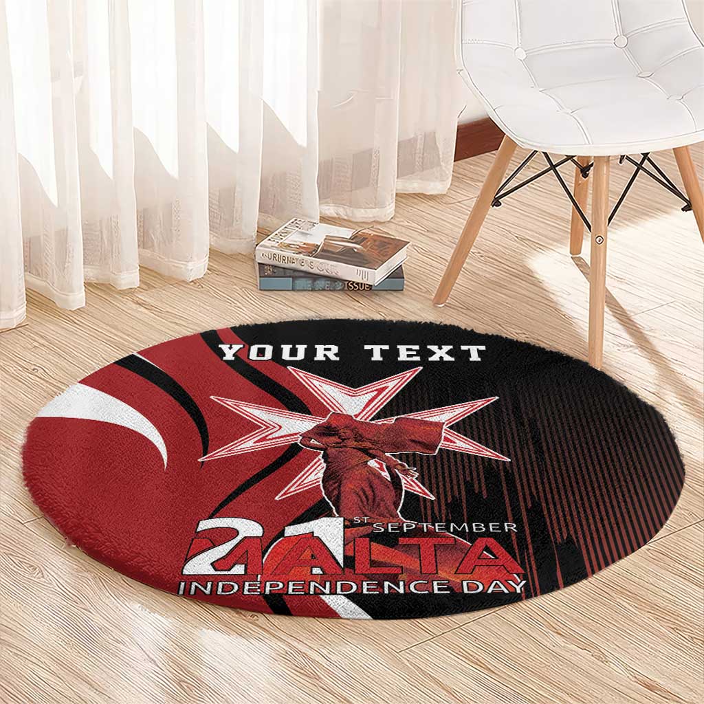 Personalized Malta Independence Day Round Carpet Maltese Cross With Independence Monument