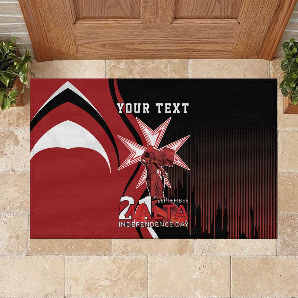 Personalized Malta Independence Day Rubber Doormat Maltese Cross With Independence Monument