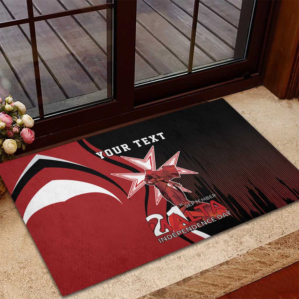 Personalized Malta Independence Day Rubber Doormat Maltese Cross With Independence Monument