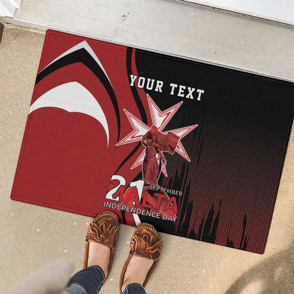 Personalized Malta Independence Day Rubber Doormat Maltese Cross With Independence Monument