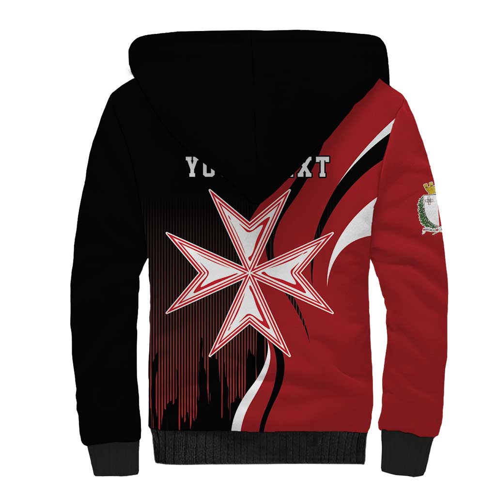 Personalized Malta Independence Day Sherpa Hoodie Maltese Cross With Independence Monument