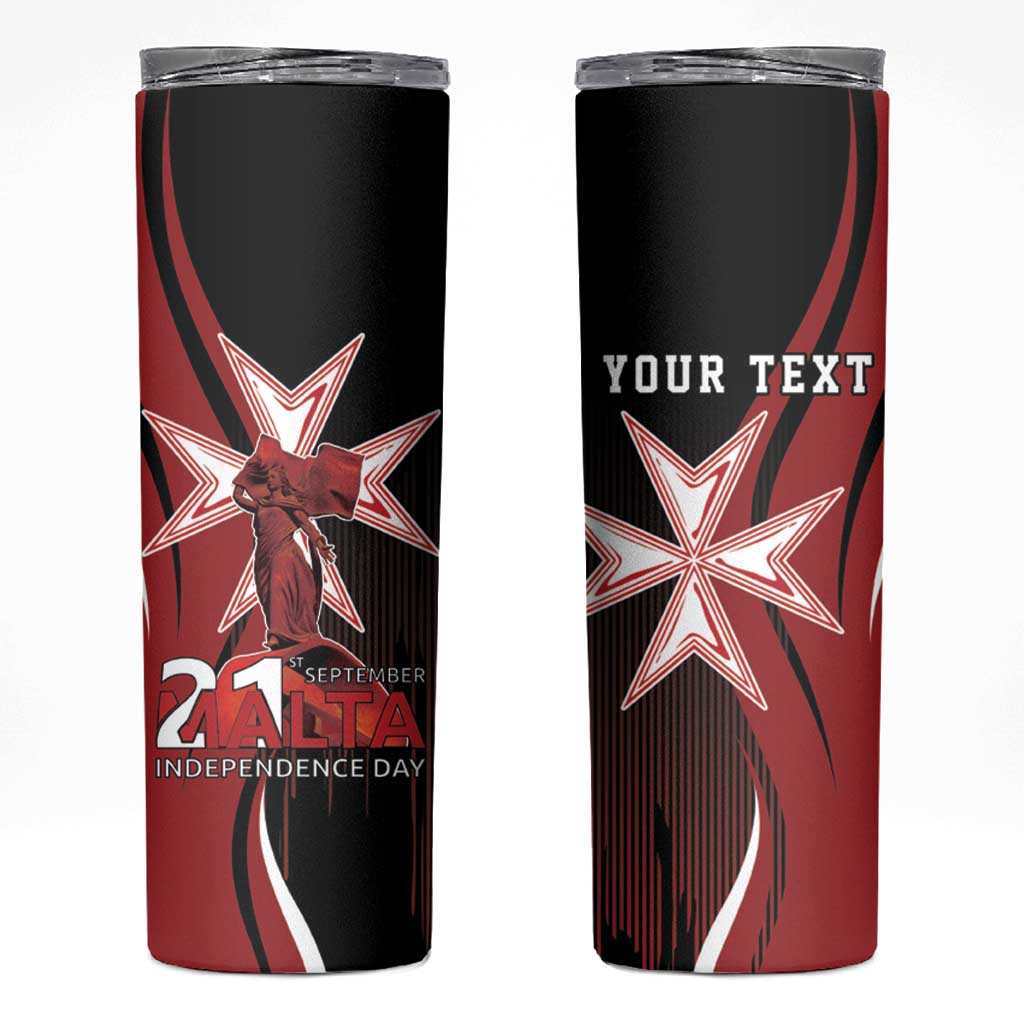 Personalized Malta Independence Day Skinny Tumbler Maltese Cross With Independence Monument