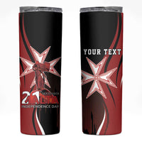 Personalized Malta Independence Day Skinny Tumbler Maltese Cross With Independence Monument