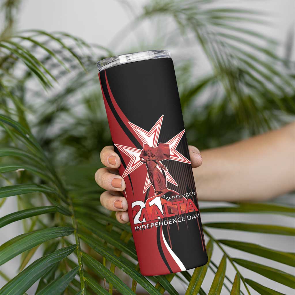 Personalized Malta Independence Day Skinny Tumbler Maltese Cross With Independence Monument