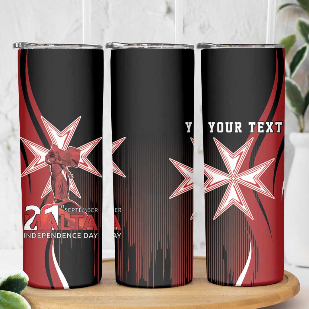 Personalized Malta Independence Day Skinny Tumbler Maltese Cross With Independence Monument