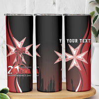 Personalized Malta Independence Day Skinny Tumbler Maltese Cross With Independence Monument