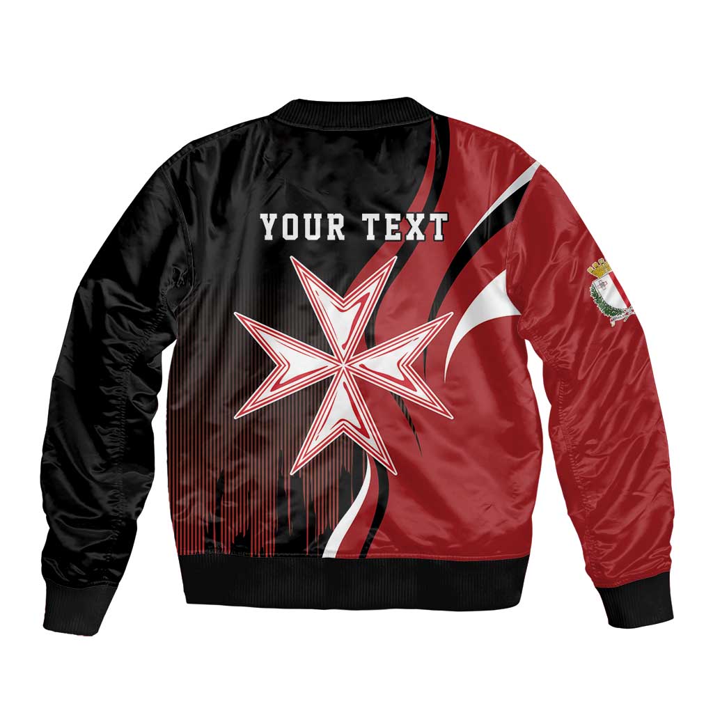 Personalized Malta Independence Day Sleeve Zip Bomber Jacket Maltese Cross With Independence Monument