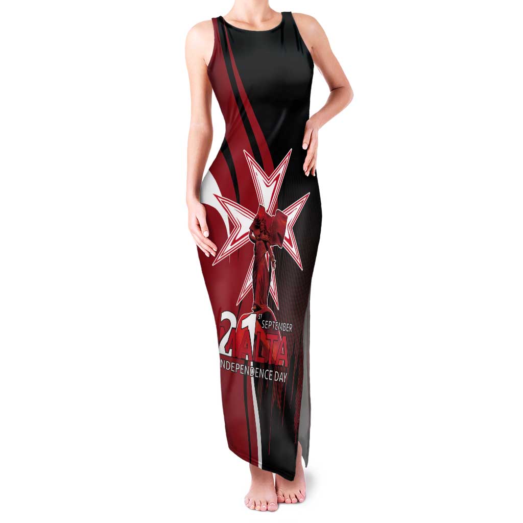 Personalized Malta Independence Day Tank Maxi Dress Maltese Cross With Independence Monument