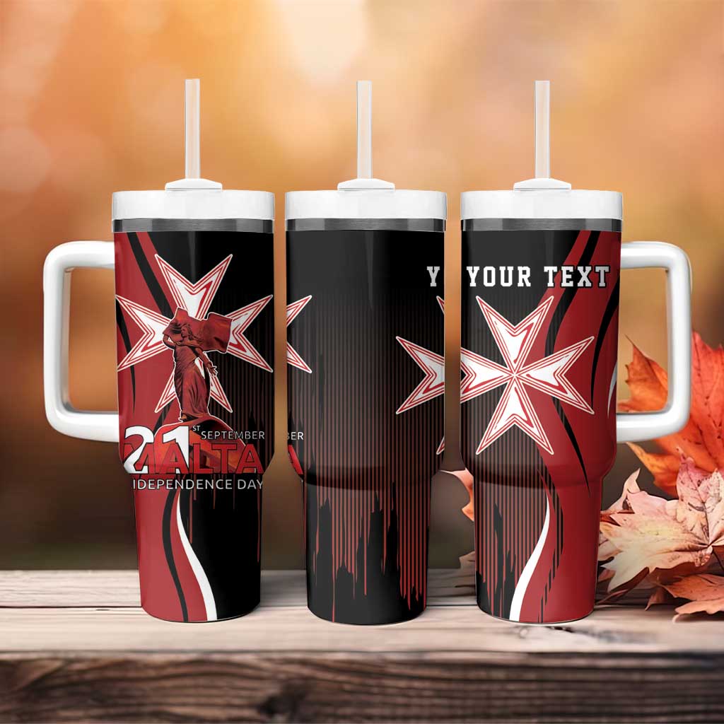 Personalized Malta Independence Day Tumbler With Handle Maltese Cross With Independence Monument