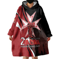 Personalized Malta Independence Day Wearable Blanket Hoodie Maltese Cross With Independence Monument