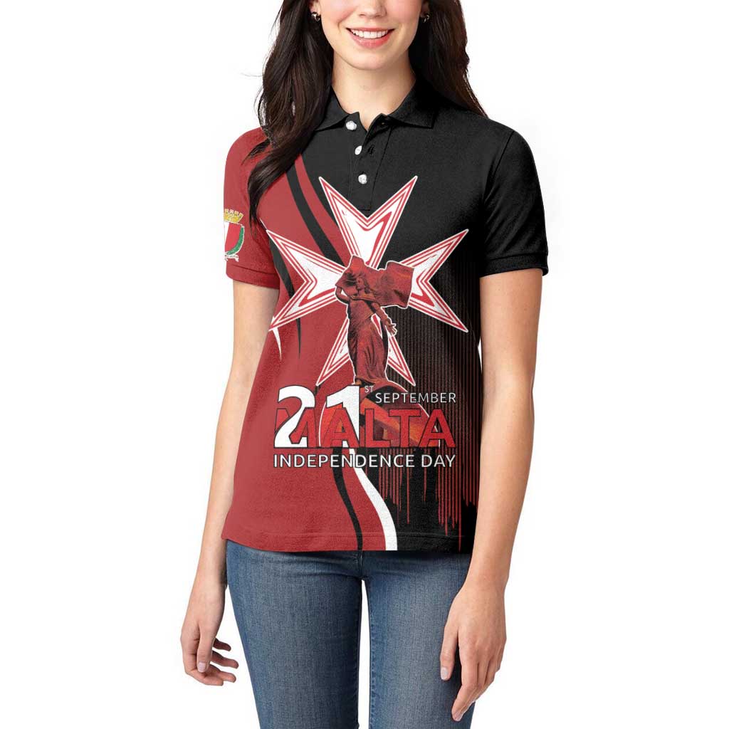 Personalized Malta Independence Day Women Polo Shirt Maltese Cross With Independence Monument