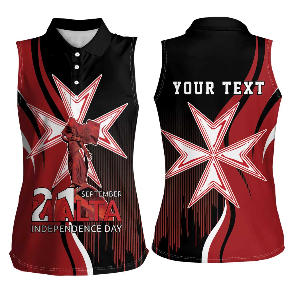 Personalized Malta Independence Day Women Sleeveless Polo Shirt Maltese Cross With Independence Monument
