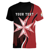 Personalized Malta Independence Day Women V-Neck T-Shirt Maltese Cross With Independence Monument