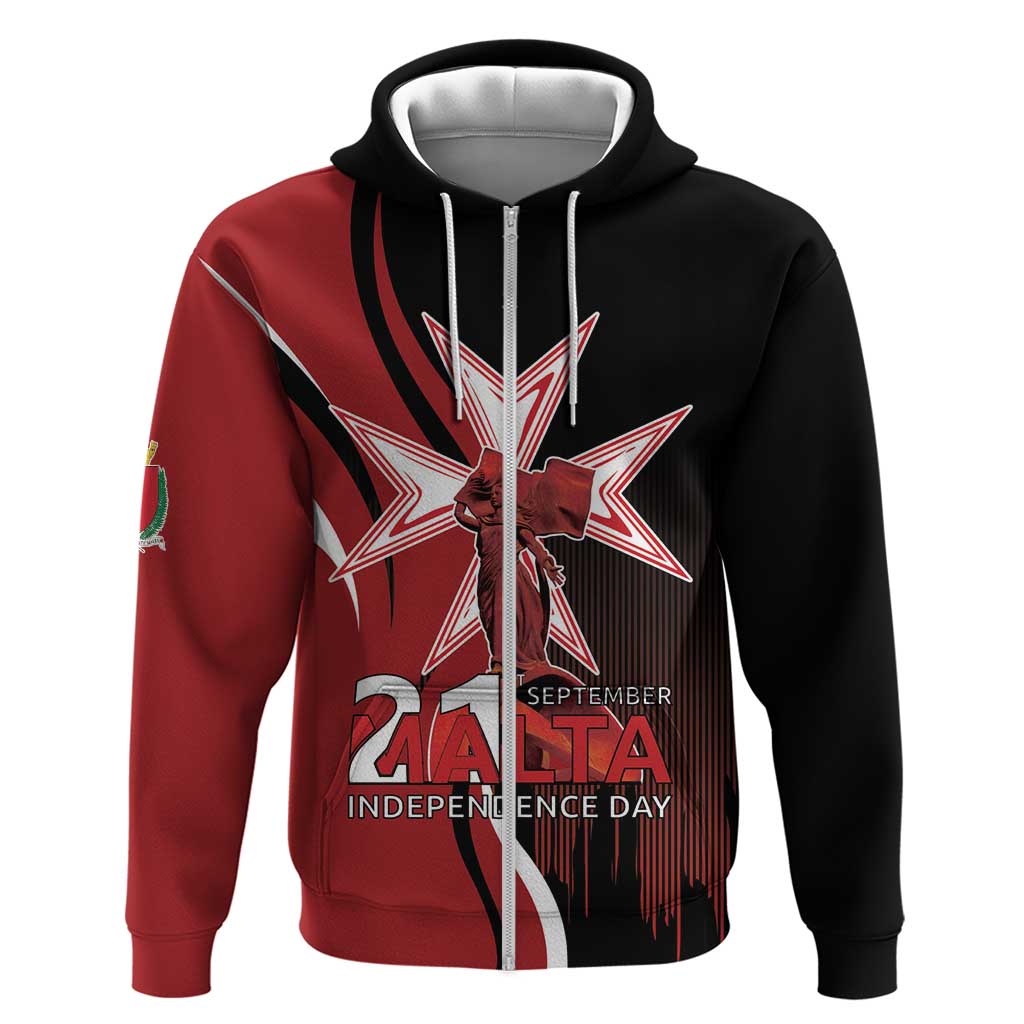Personalized Malta Independence Day Zip Hoodie Maltese Cross With Independence Monument