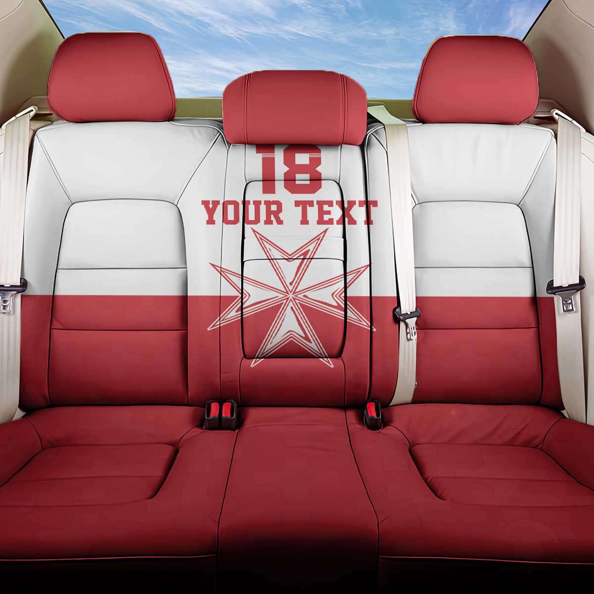 Custom Malta Football Back Car Seat Cover Tim nazzjonali tal-futbol ta Malta