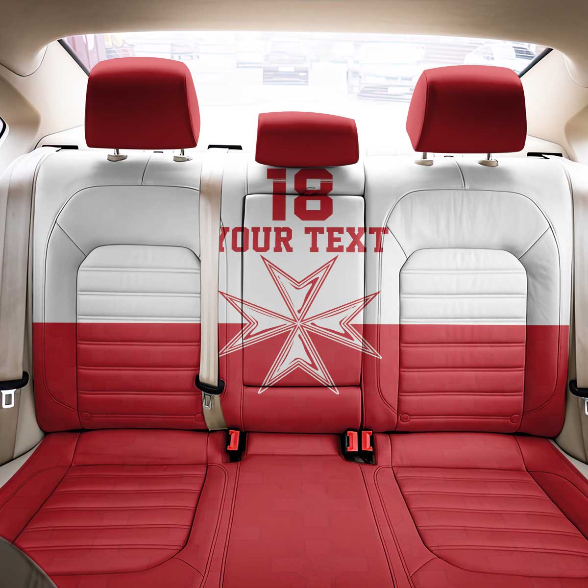 Custom Malta Football Back Car Seat Cover Tim nazzjonali tal-futbol ta Malta