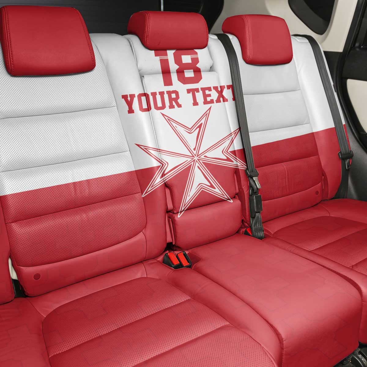 Custom Malta Football Back Car Seat Cover Tim nazzjonali tal-futbol ta Malta