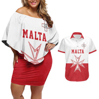 Custom Malta Football Couples Matching Off Shoulder Short Dress and Hawaiian Shirt Tim nazzjonali tal-futbol ta Malta