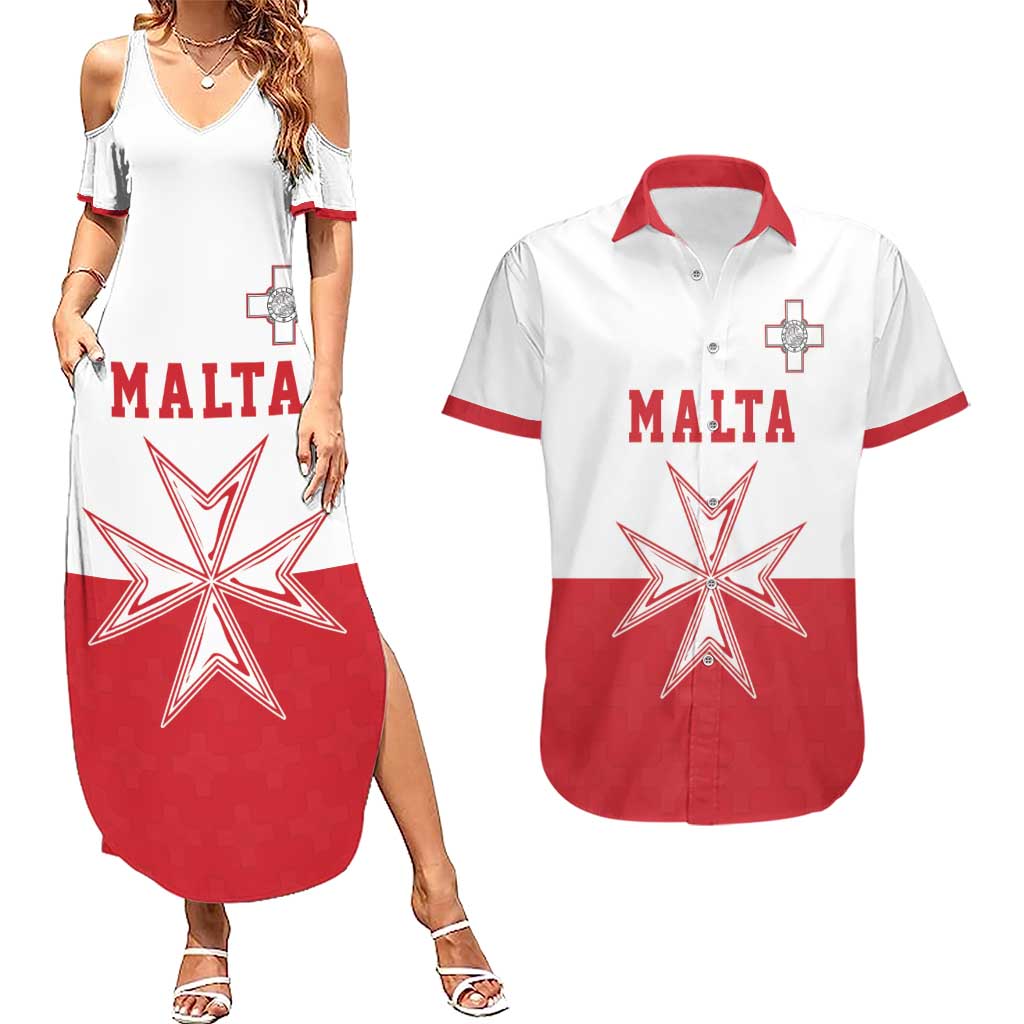 Custom Malta Football Couples Matching Summer Maxi Dress and Hawaiian Shirt Tim nazzjonali tal-futbol ta Malta