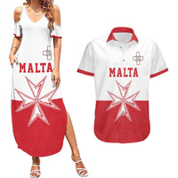 Custom Malta Football Couples Matching Summer Maxi Dress and Hawaiian Shirt Tim nazzjonali tal-futbol ta Malta