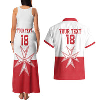 Custom Malta Football Couples Matching Tank Maxi Dress and Hawaiian Shirt Tim nazzjonali tal-futbol ta Malta