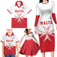 Custom Malta Football Family Matching Long Sleeve Bodycon Dress and Hawaiian Shirt Tim nazzjonali tal-futbol ta Malta