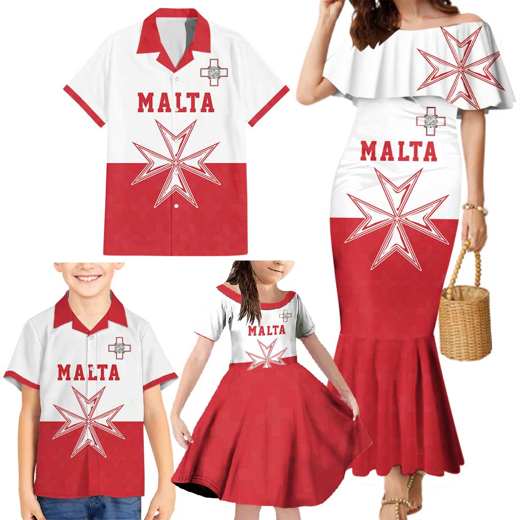 Custom Malta Football Family Matching Mermaid Dress and Hawaiian Shirt Tim nazzjonali tal-futbol ta Malta
