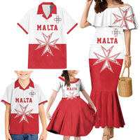 Custom Malta Football Family Matching Mermaid Dress and Hawaiian Shirt Tim nazzjonali tal-futbol ta Malta