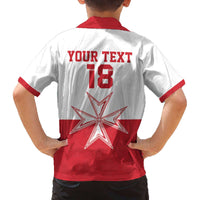 Custom Malta Football Family Matching Off The Shoulder Long Sleeve Dress and Hawaiian Shirt Tim nazzjonali tal-futbol ta Malta