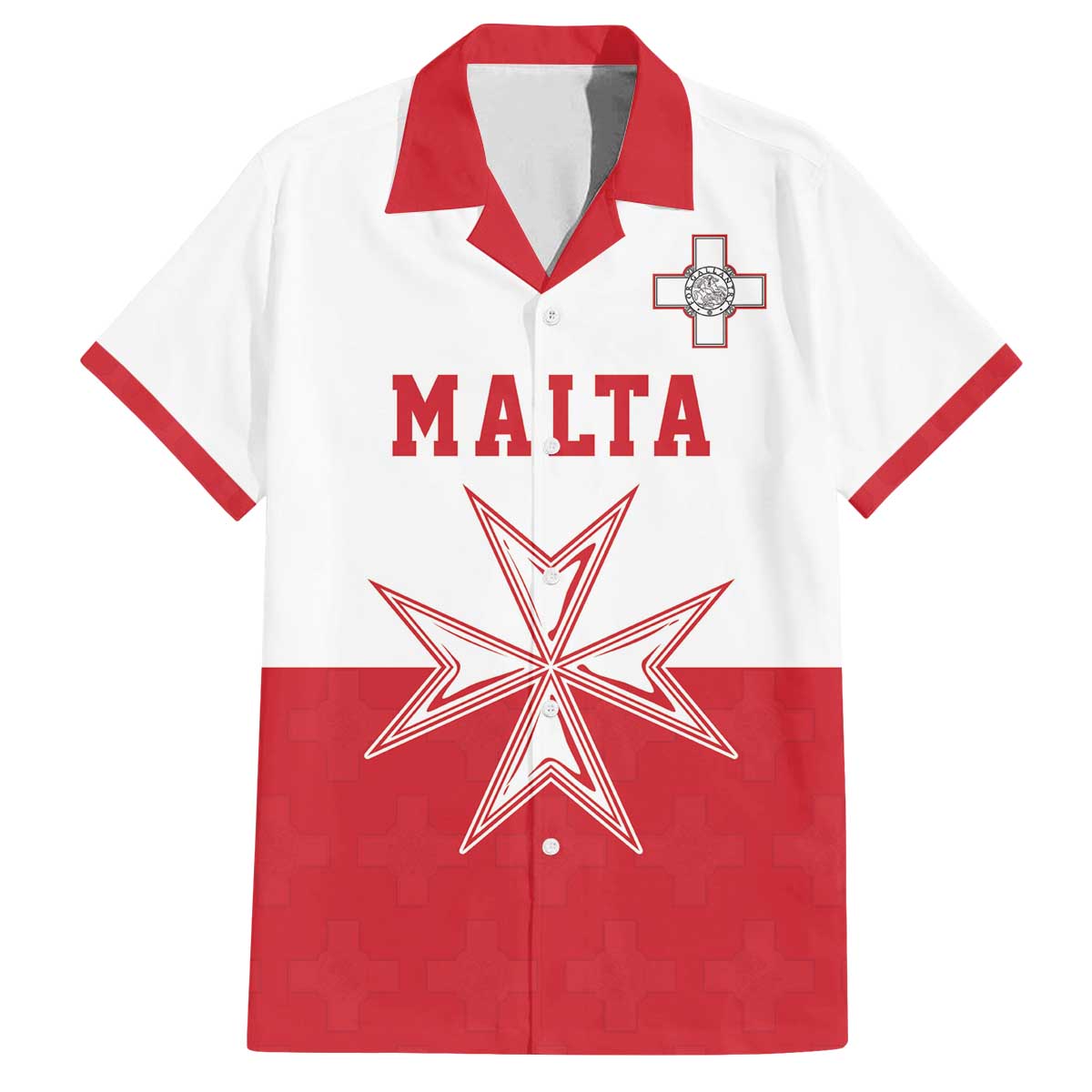 Custom Malta Football Family Matching Off The Shoulder Long Sleeve Dress and Hawaiian Shirt Tim nazzjonali tal-futbol ta Malta