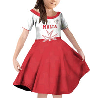 Custom Malta Football Family Matching Off Shoulder Short Dress and Hawaiian Shirt Tim nazzjonali tal-futbol ta Malta