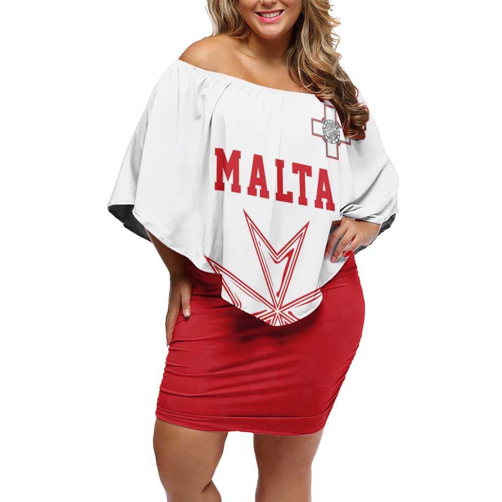 Custom Malta Football Family Matching Off Shoulder Short Dress and Hawaiian Shirt Tim nazzjonali tal-futbol ta Malta