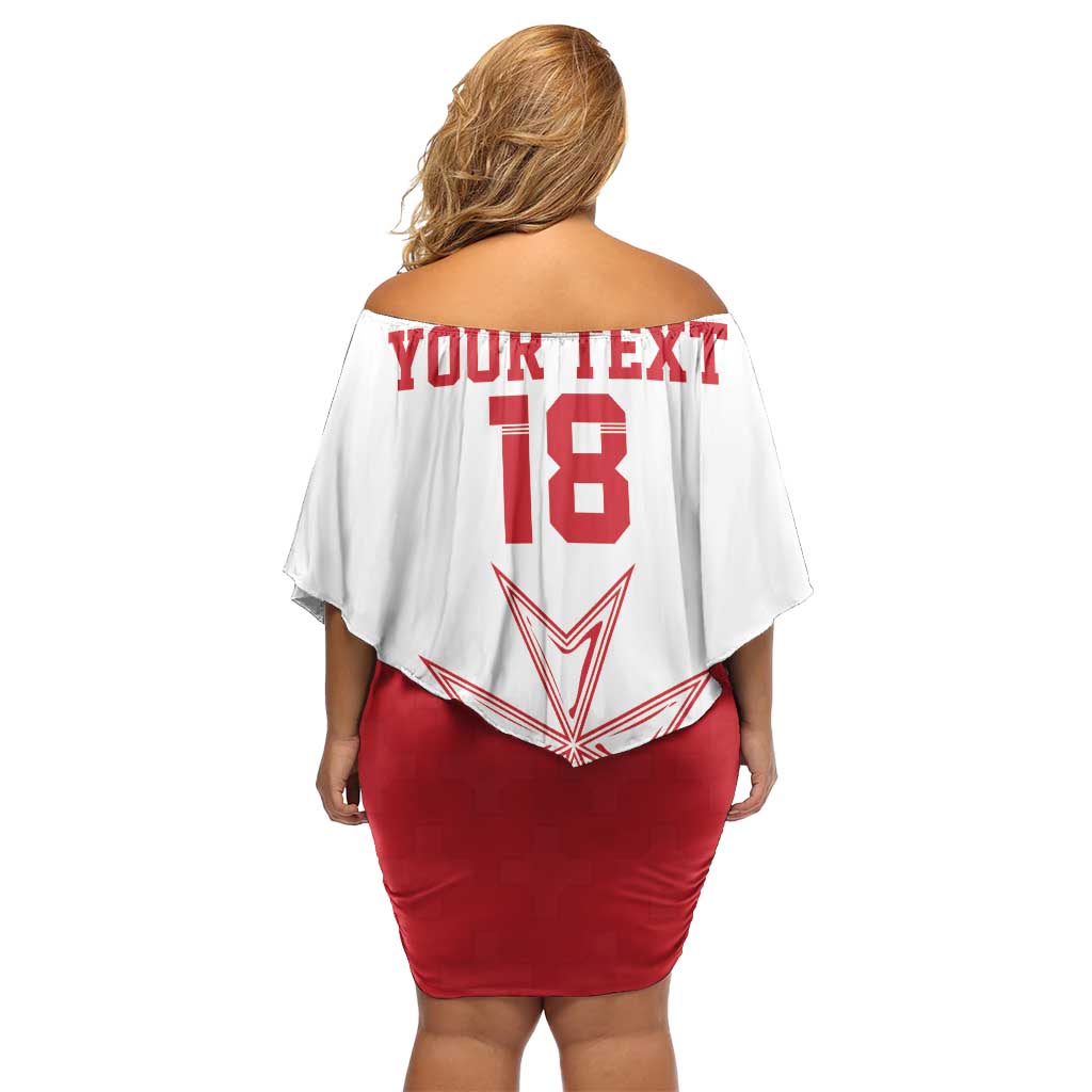 Custom Malta Football Family Matching Off Shoulder Short Dress and Hawaiian Shirt Tim nazzjonali tal-futbol ta Malta