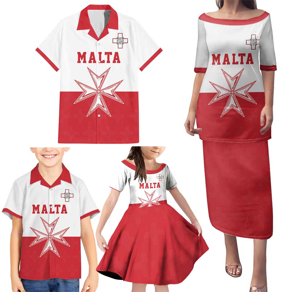 Custom Malta Football Family Matching Puletasi and Hawaiian Shirt Tim nazzjonali tal-futbol ta Malta