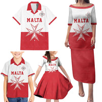 Custom Malta Football Family Matching Puletasi and Hawaiian Shirt Tim nazzjonali tal-futbol ta Malta