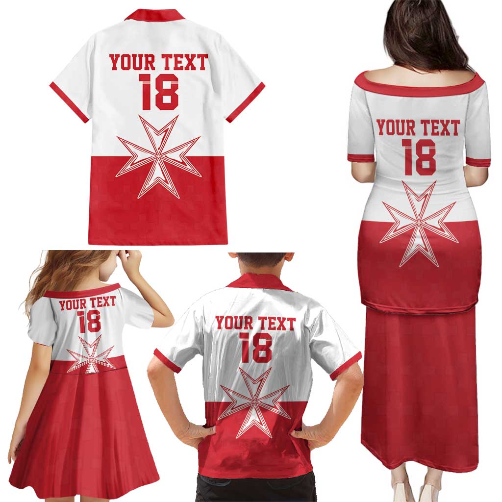 Custom Malta Football Family Matching Puletasi and Hawaiian Shirt Tim nazzjonali tal-futbol ta Malta