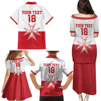 Custom Malta Football Family Matching Puletasi and Hawaiian Shirt Tim nazzjonali tal-futbol ta Malta